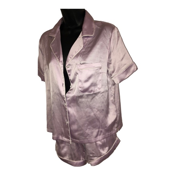 House of Harlow 1960 lavender lilac silk satin look pajama loungewear shorts set - Picture 9 of 14